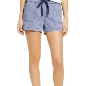 Caslon high rise linen chambray shorts small